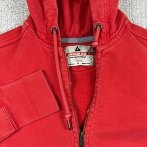 American Giant Womens Medium Red Full Zip Fleece Hoodie Sweatshirt Made in USA